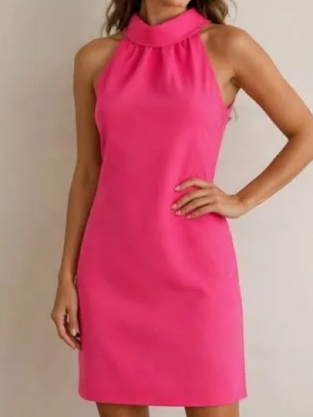 Sail to Sable STS Pink Halter Mock Neck Shift Dress (back buttons) Size Medium